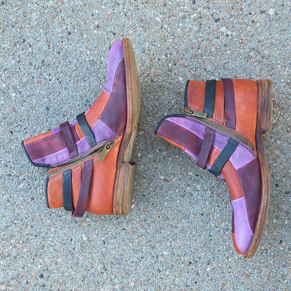 A.S.98 Colorful Patchwork Italian Leather Ankle Boots Booties Size 41 - Picture 5 of 14
